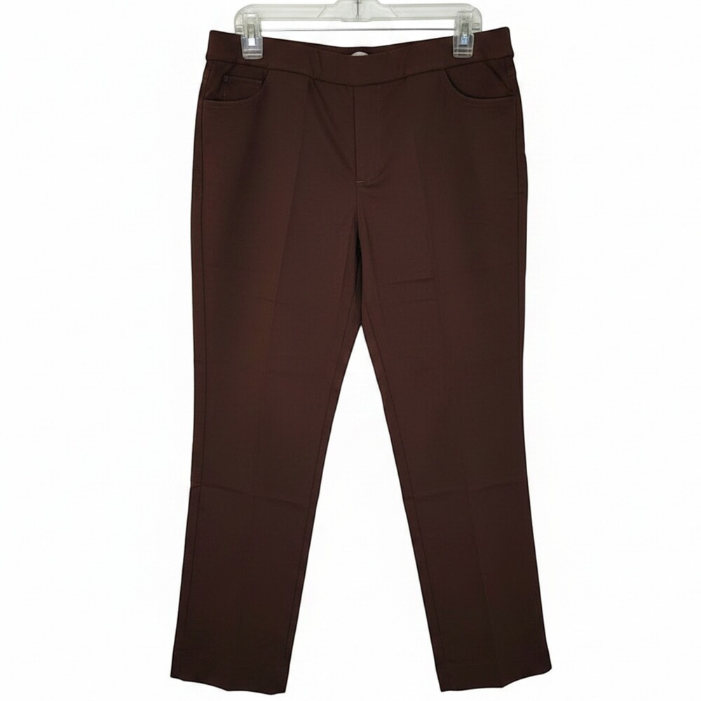 Alfred Dunner 12P Allure Super Stretch Tummy Control Slimming Pant Brown NWT